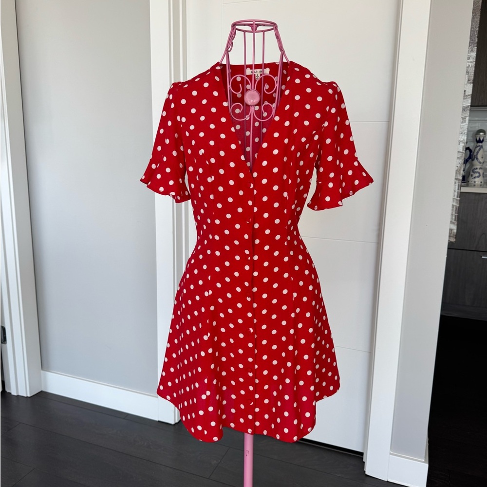 Bleuh Ciel Red and White Polka Dot Mini Dress
